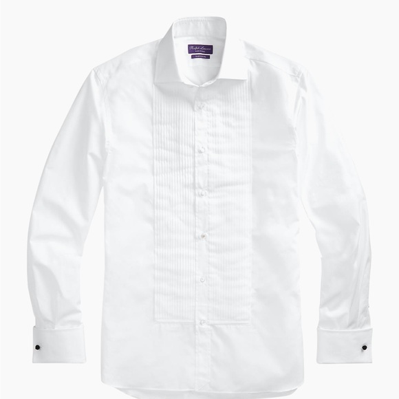 Ralph Lauren Purple Label Aston Poplin Tuxedo Shirt White Men’s 15.5